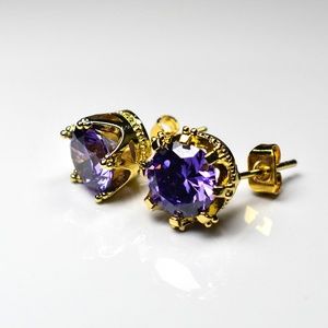 Women's Gold Plated Crown Earrings